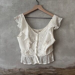 Cream Cropped Blouse